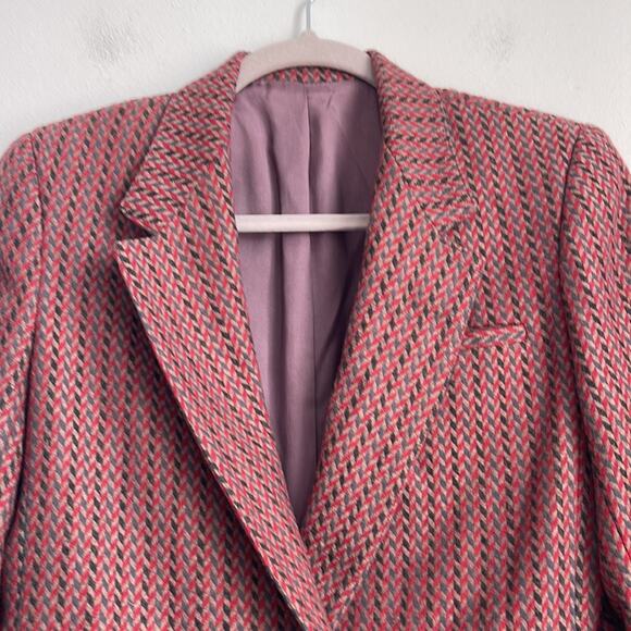 Vintage Audrey Laurent wool blend herringbone double breasted blazer sz 38 - Picture 2 of 7